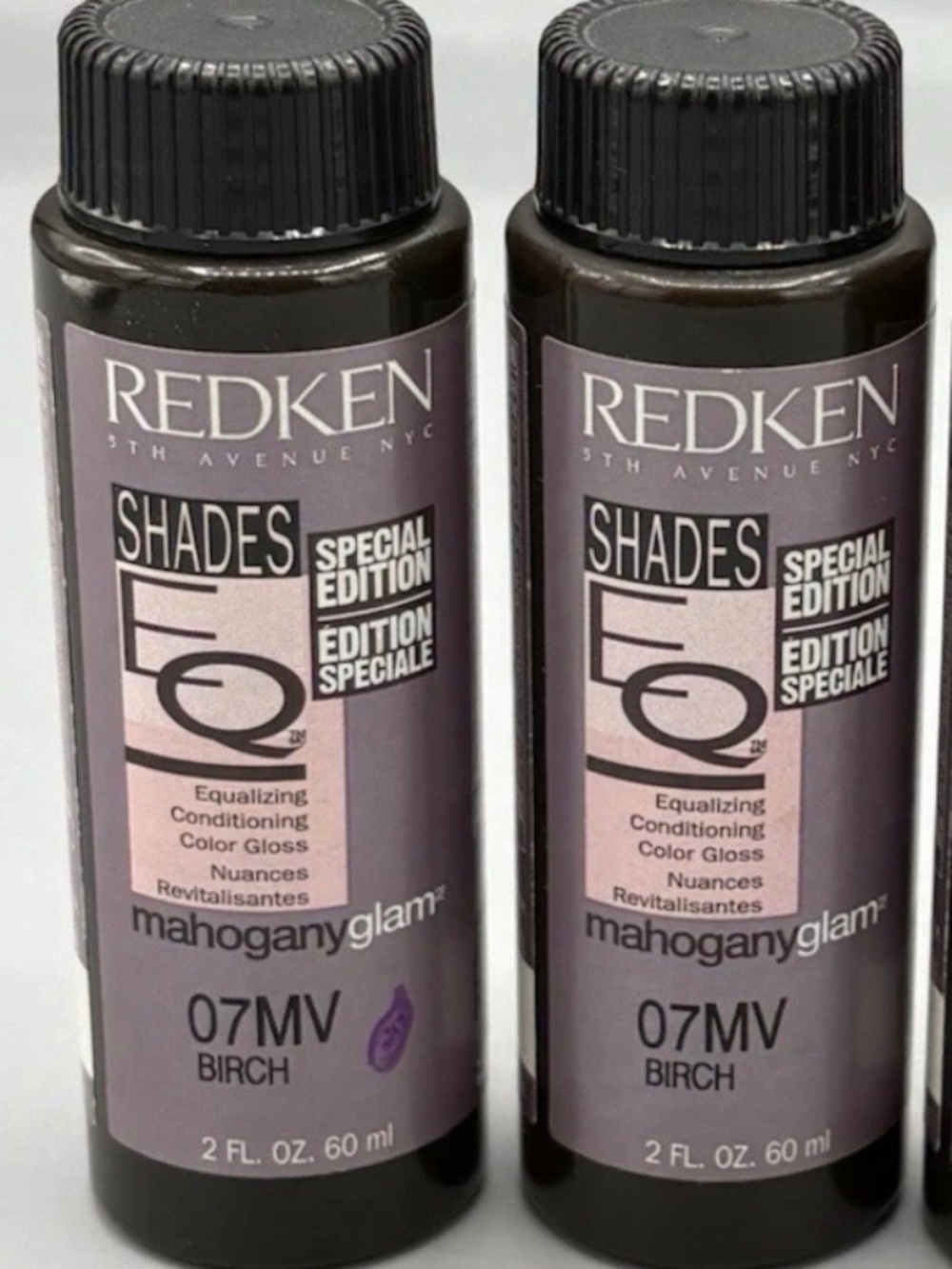 2 bottles 07MV Birch Redken Shades eq conditioning color gloss 2 oz each